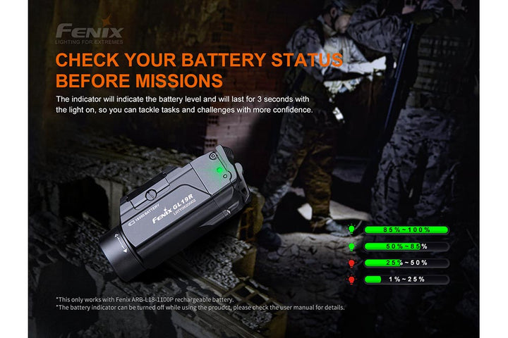 Fenix GL19R light battery level indicator