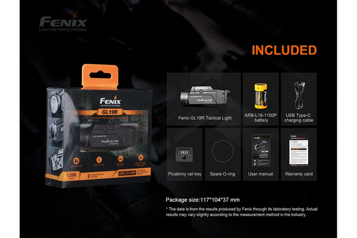 Accessories included with the Fenix GL19R light