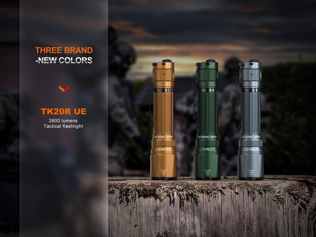 Fenix TK20R UE Flashlight available in multiple different colors