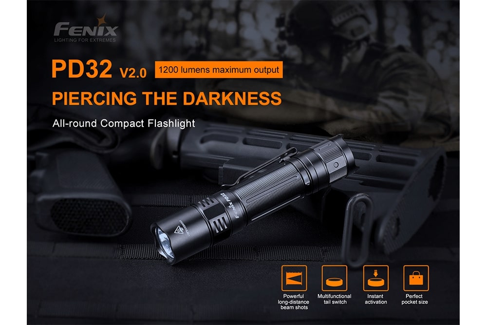 Showing the major features of the Fenix PD32 V2 