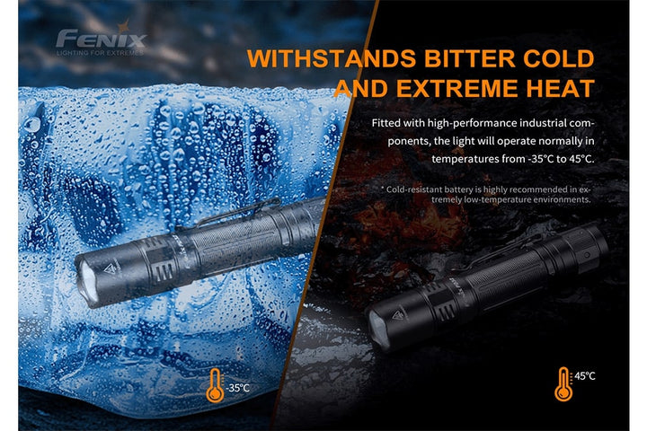Fenix PD32 V2 in extreme environments to show its resistance to cold and heat