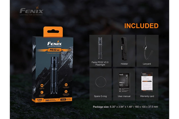 All the items that come with the Fenix PD32 V2 