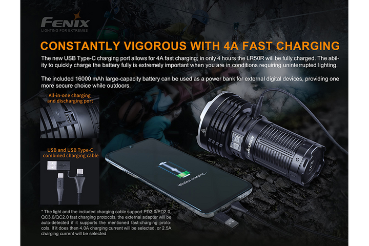 Fenix LR50R Flashlight charging features