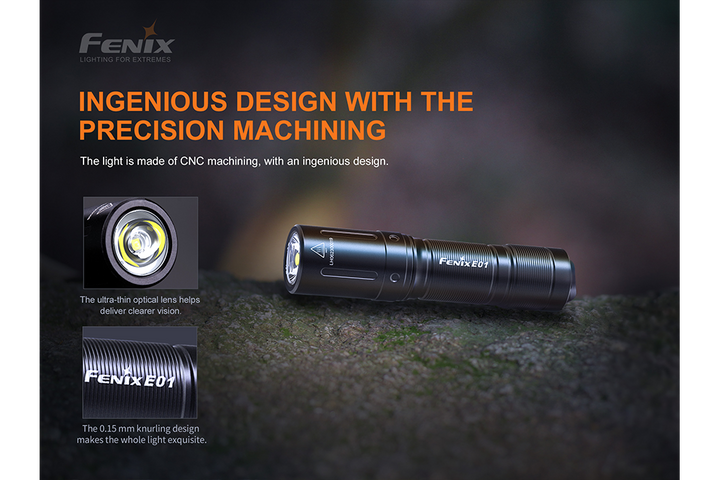 Fenix E01 V2 Flashlight ultra-thin lens