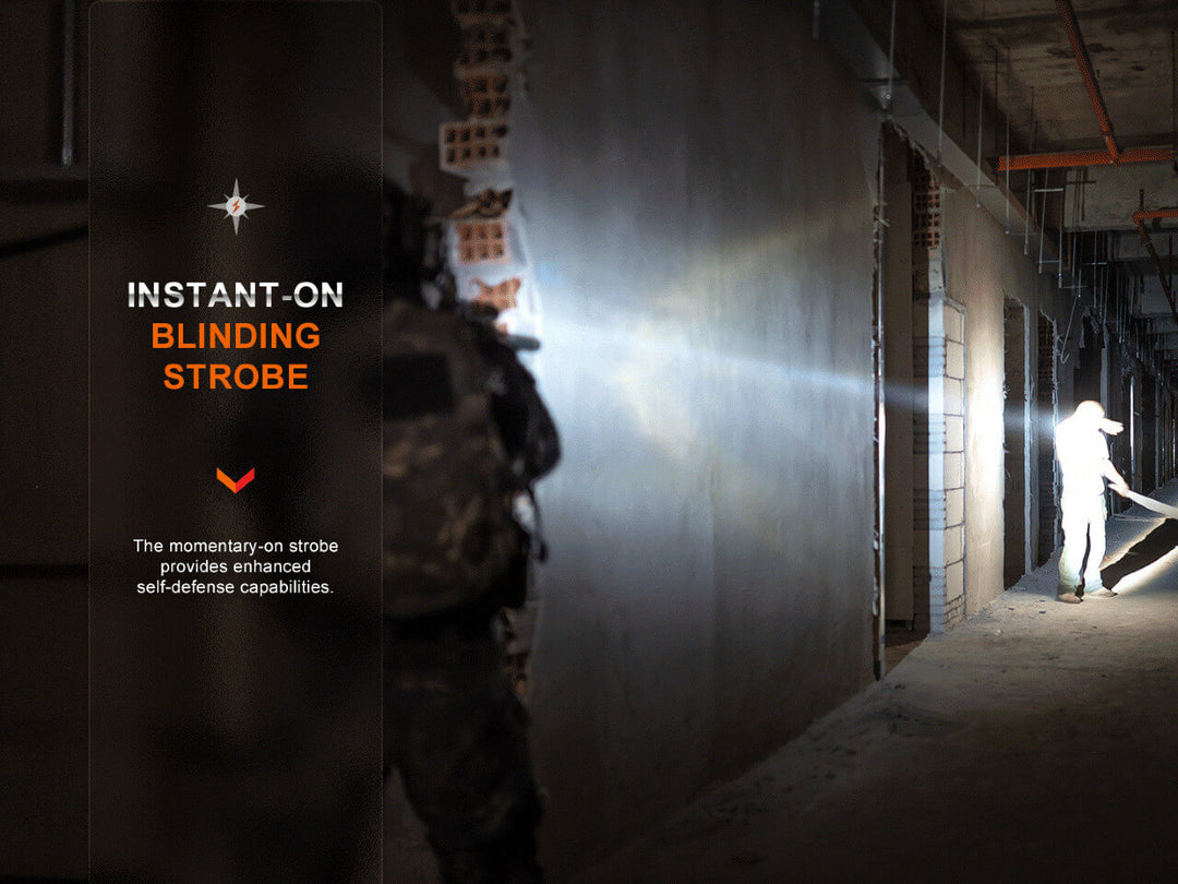Fenix HT30R Flashlight used by a soldier blinding an adversary