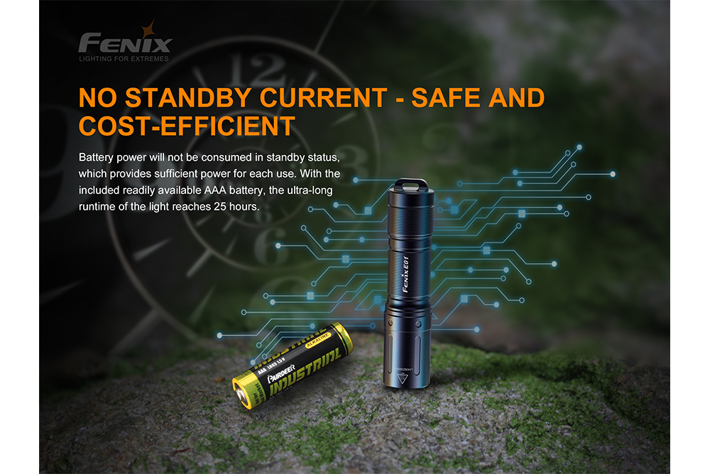Fenix E01 V2 Flashlight with battery