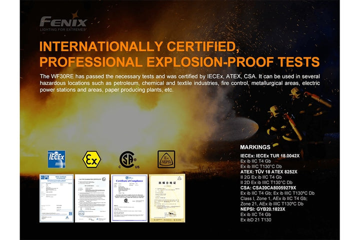 Fenix WF30RE Certifications