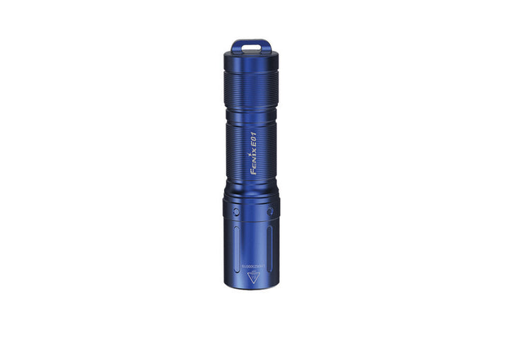 Fenix E01 V2 Flashlight in blue from the top