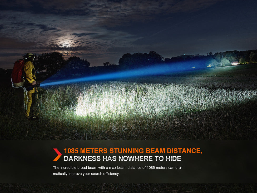 flashlight shining a long distance