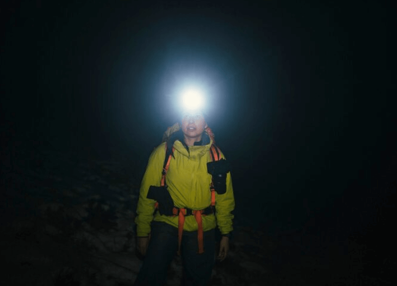 Fenix headlamp in cave