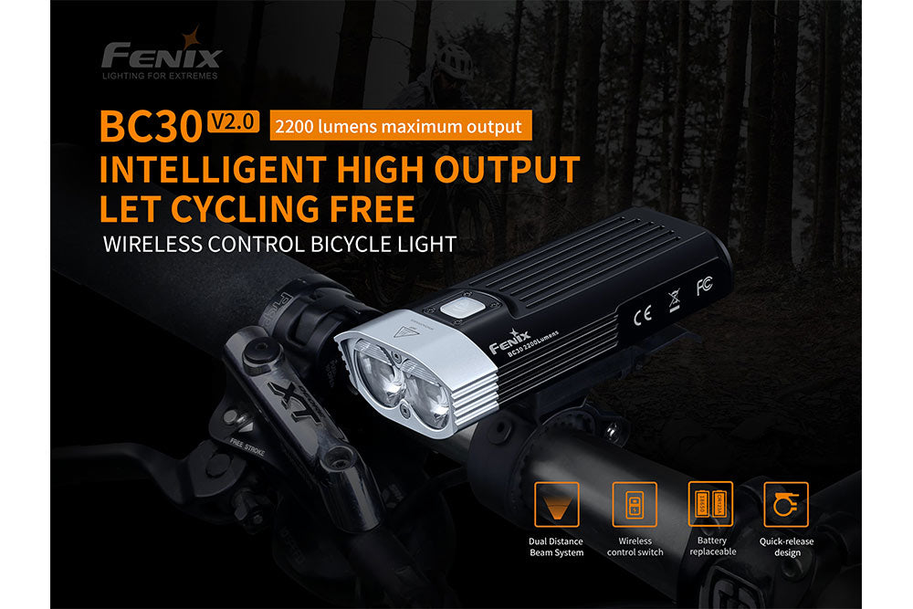 Fenix BC30 V2 LED Bike Light + CR123A Batteries Bundle