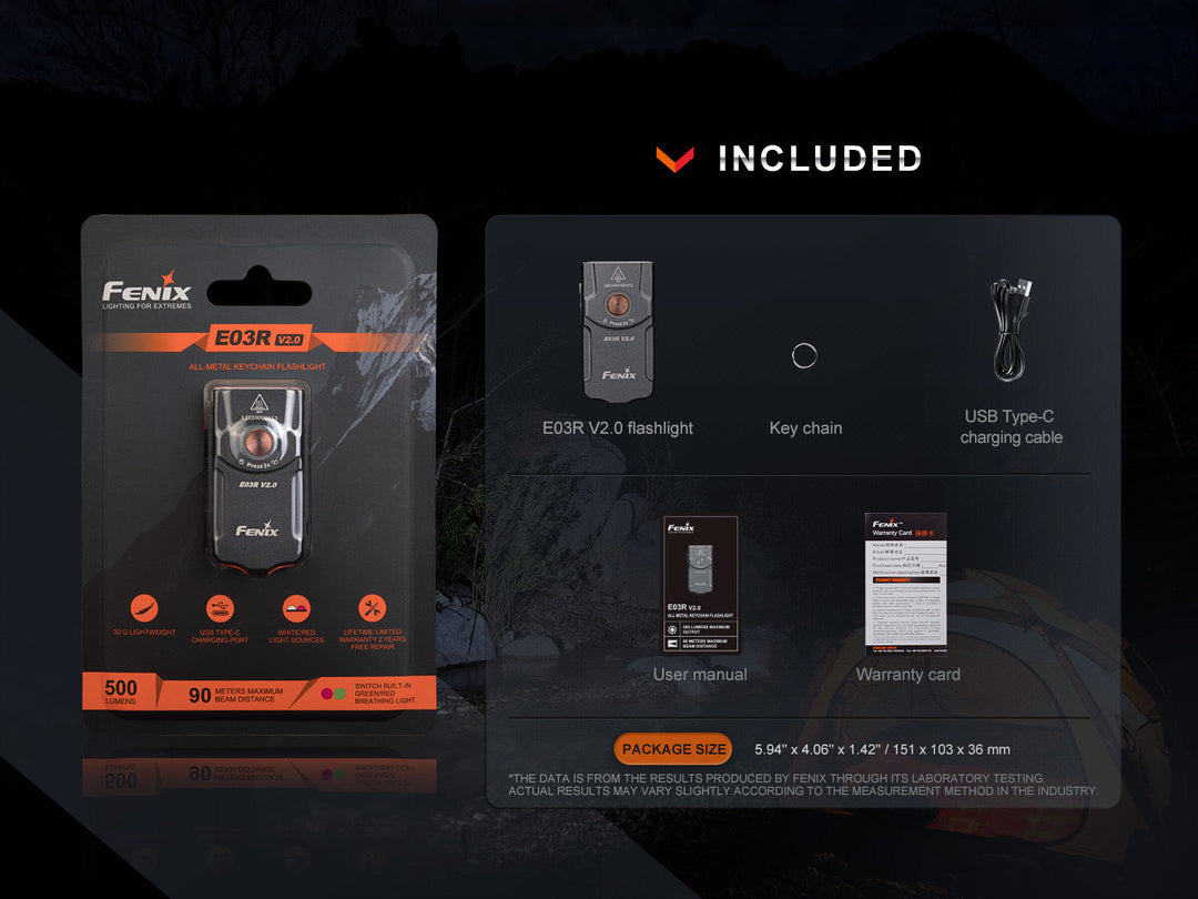 Fenix E03R V2 Keychain Flashlight -- OPEN BOX