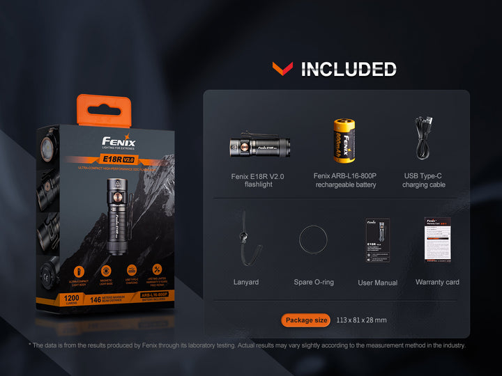 Fenix E18R V2 Rechargeable LED Flashlight -- OPEN BOX