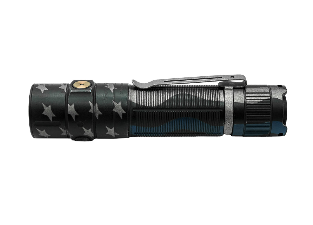 Fenix E35R Rechargeable LED Flashlight - Thin Blue Line Cerakote Finish + FREE AOD-S V2 Diffuser