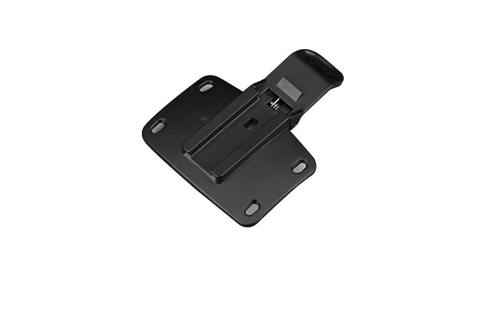 A black Fenix ALD-08 Bike Light Helmet Holder designed to mount a bike light onto a helmet.