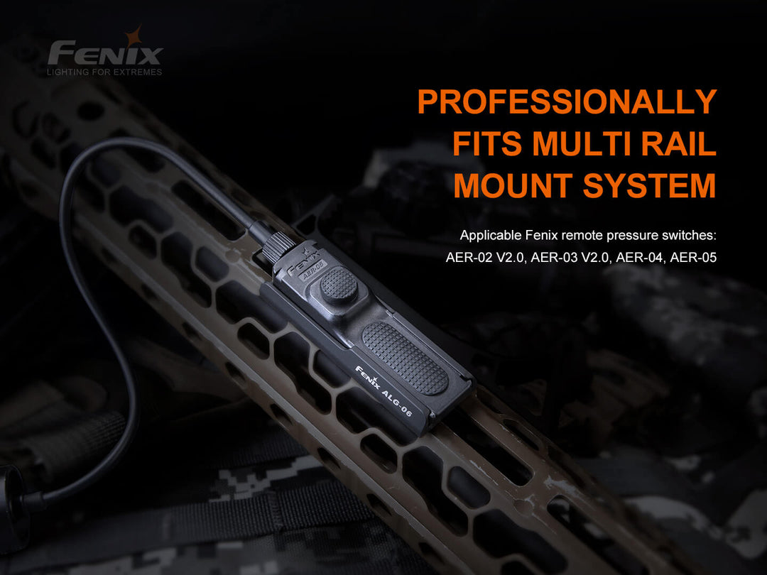 Fenix ALG-06 Remote M-Lok Rail Mount attached to an M-Lok rail
