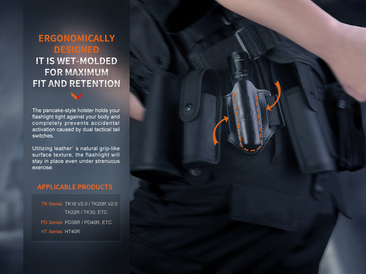 Fenix ALP-20 Flashlight Holster on a belt