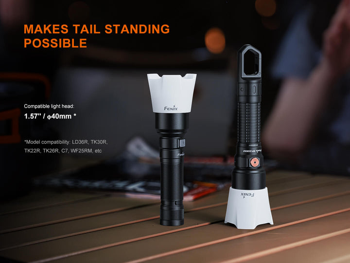 Fenix AOD-04 Silicone Diffuser being used to allow a flashlight to stand up