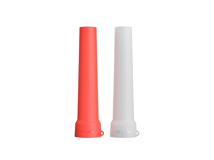 Two Fenix AOT-03 Traffic Wands, one red and one white, made of soft silicone material.