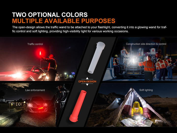 Several images showing the different uses of the Fenix AOT-03 Silicone Traffic Wand 