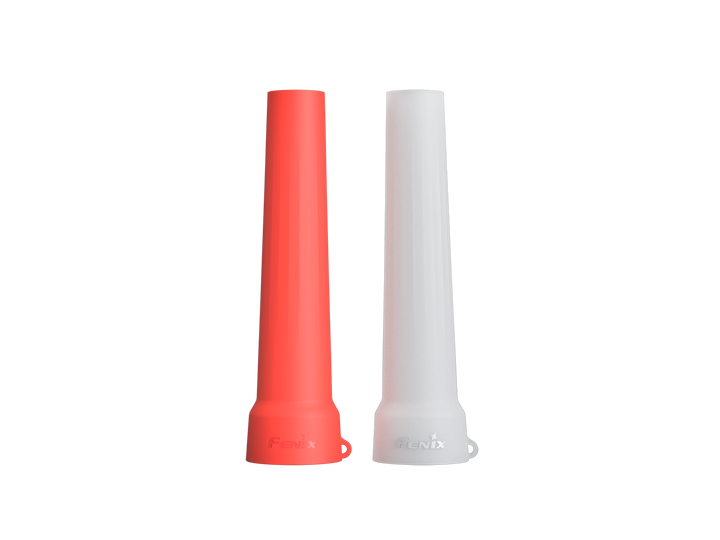 A Fenix AOT-04 Silicone Traffic Wand in orange and white colors