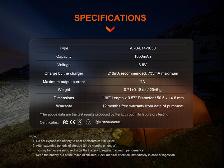 Fenix ARB-L14-1050 specifications chart