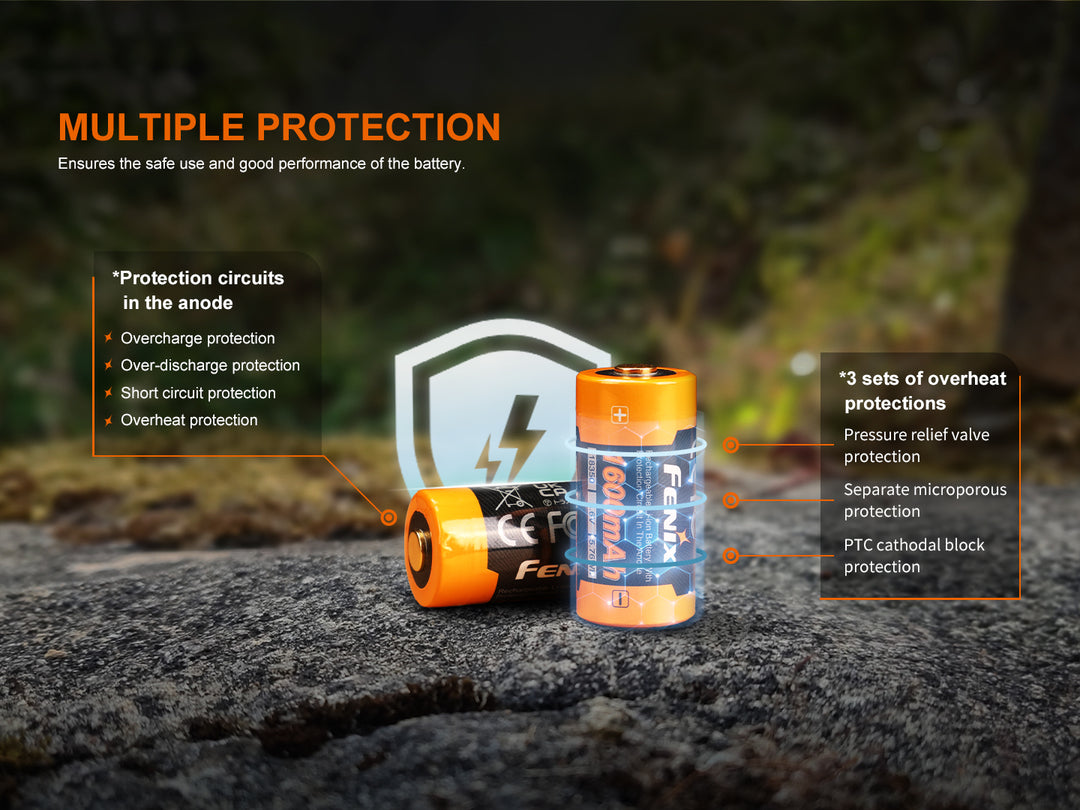 Fenix ARB-L18-1600 18350 rechargeable battery protection circuits