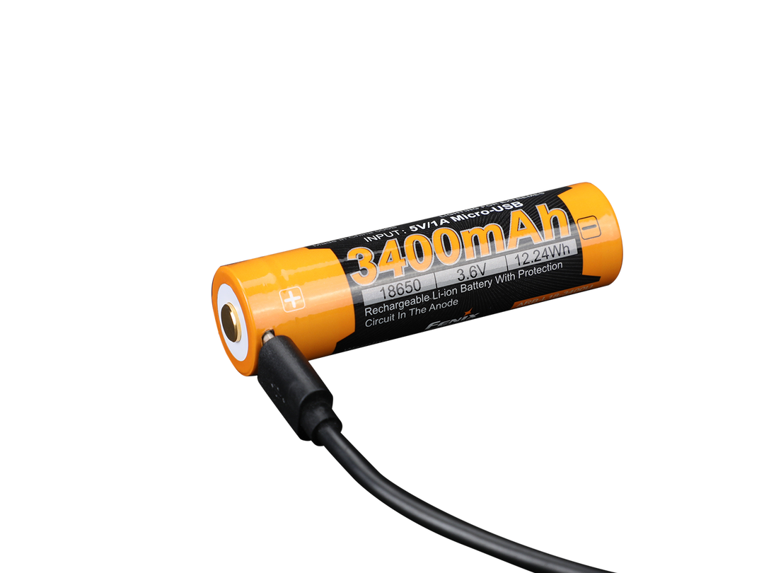 Fenix ARB-L18-3400U rechargeable battery plugged in to charge