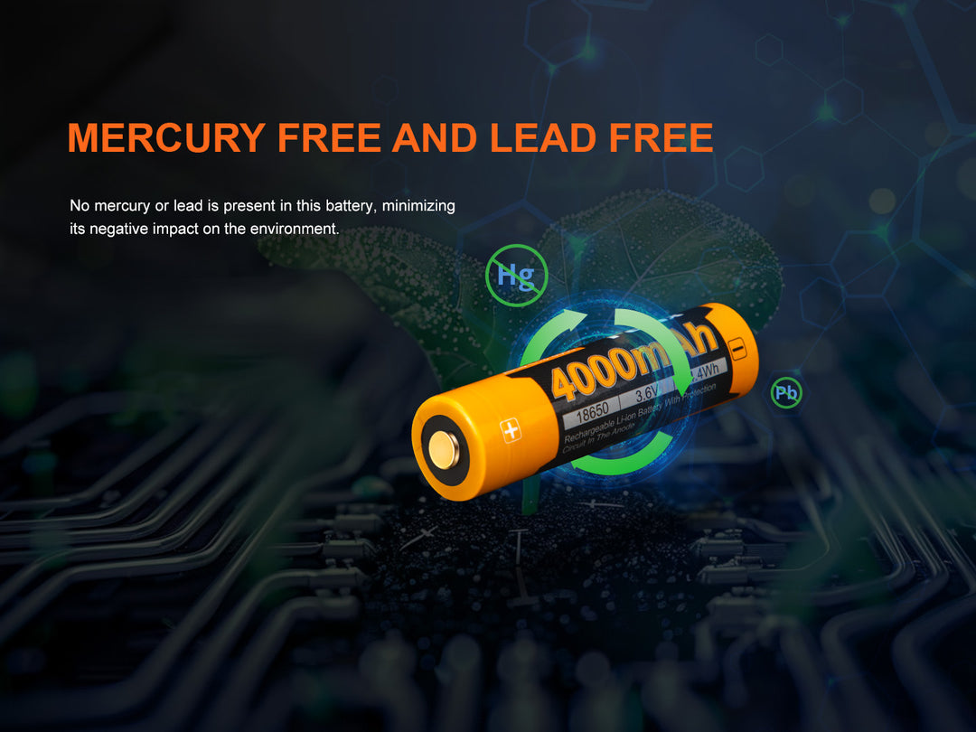 fenix flashlight 18650 rechargeable lithium ion battery Fenix ARB-L18-4000 High-Capacity 18650 Battery