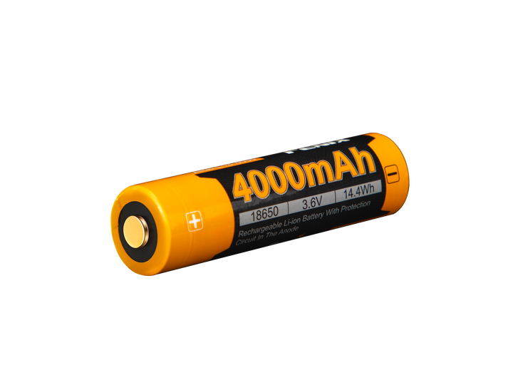 Fenix ARB-L18-4000 high-capacity 18650 battery on its side