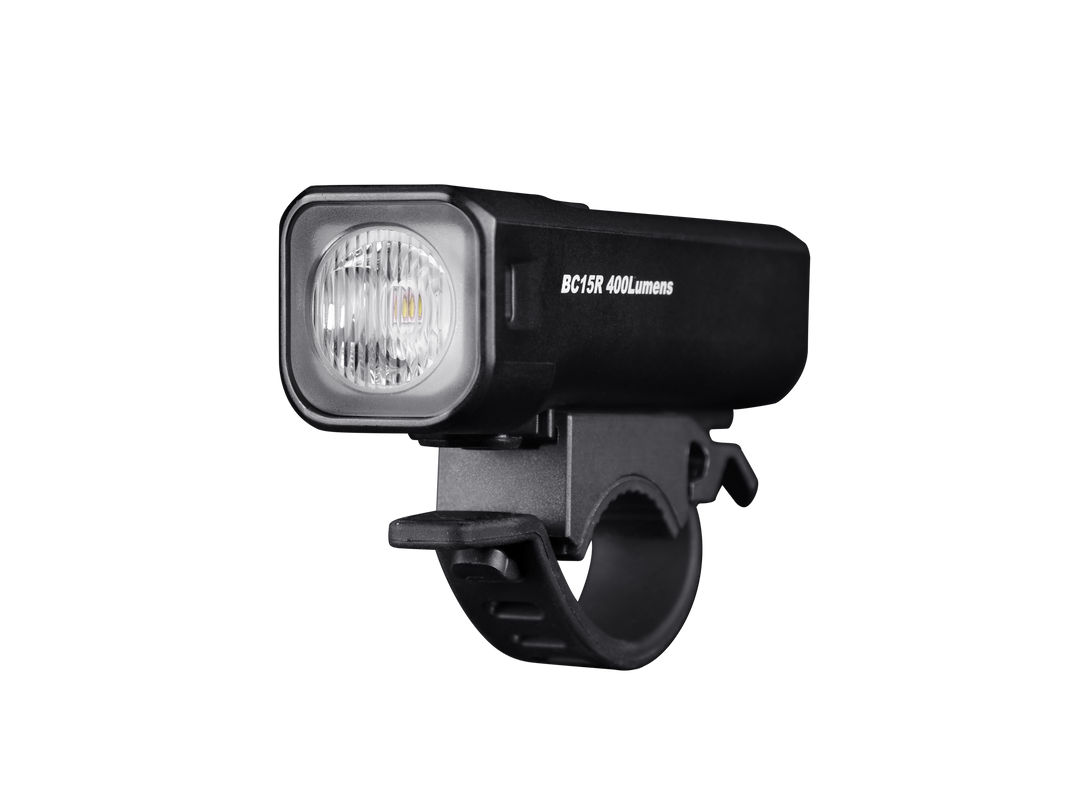 Fenix BC15R Bike Light as viewed from a front-left angle