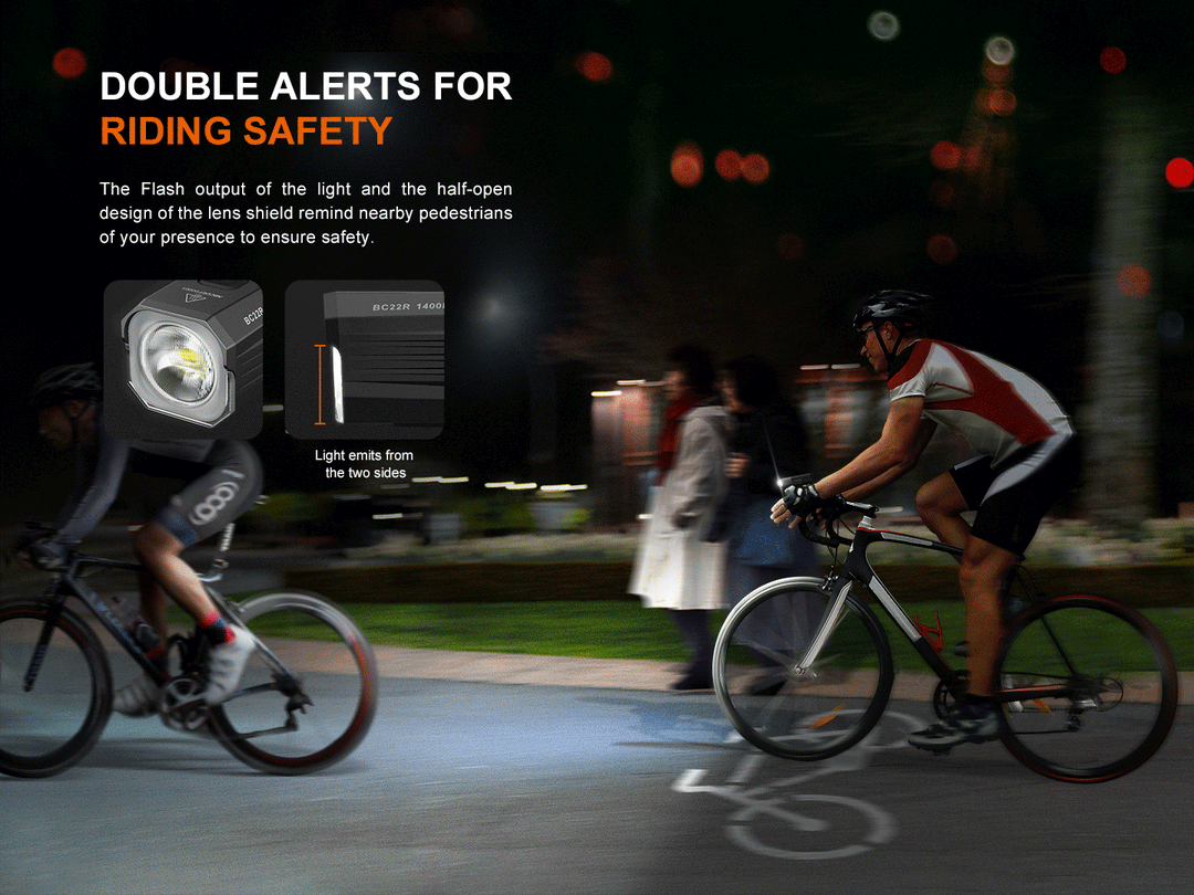 GIF showing the flashing light of the Fenix BC22R Bike Light 