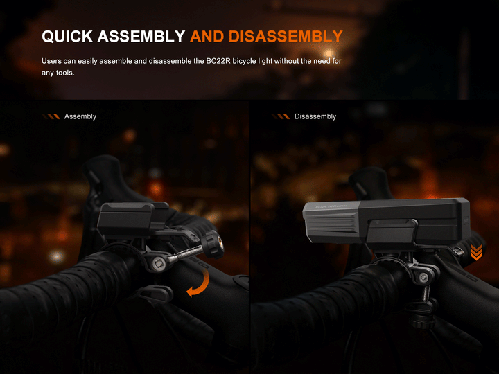 GIF showing the assembly of Fenix BC22R Bike Light 