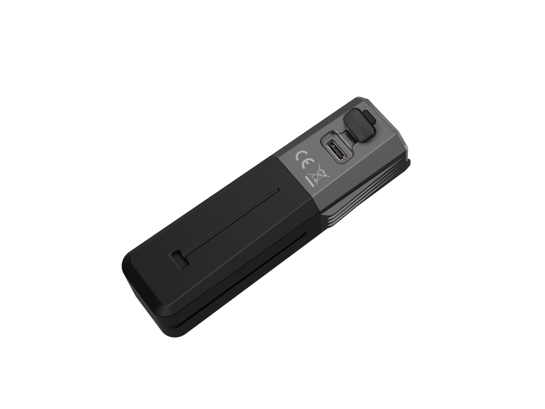 Fenix BC22R Bike Light as viewed from the bottom showing the USB charging port