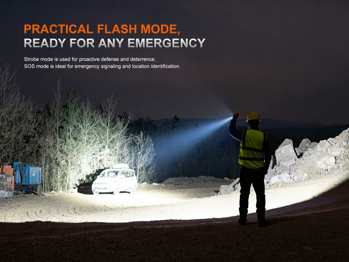 A GIF showing the strobe function of the Fenix C7 V2 flashlight