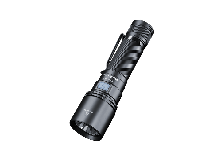 Fenix C7 V2 flashlight on a black background