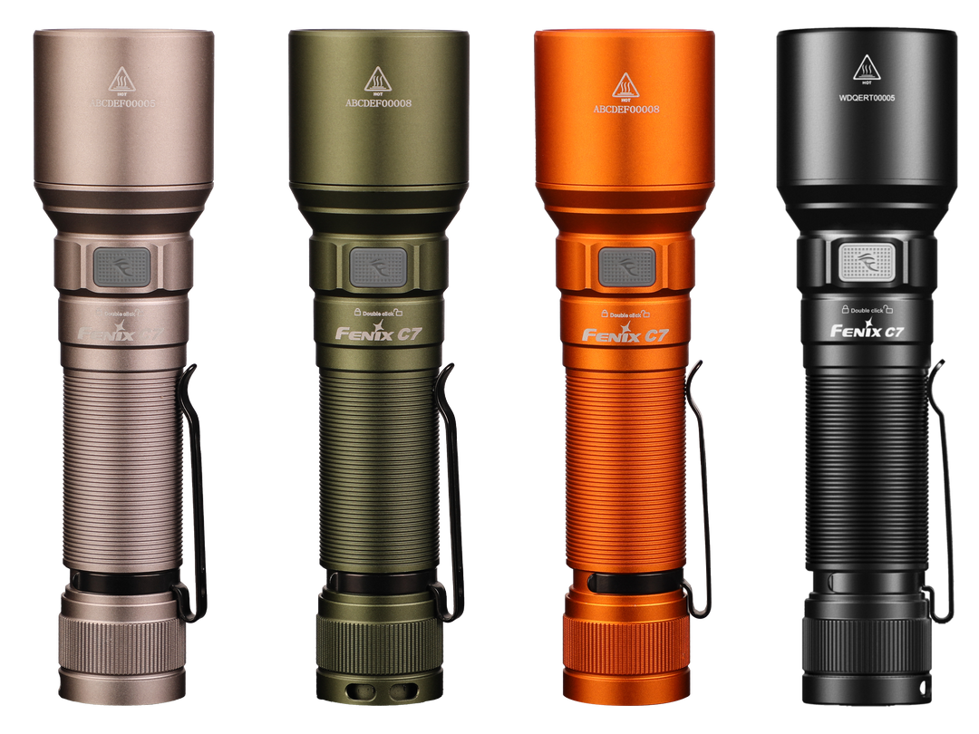 Fenix C7 flashlight in four color options