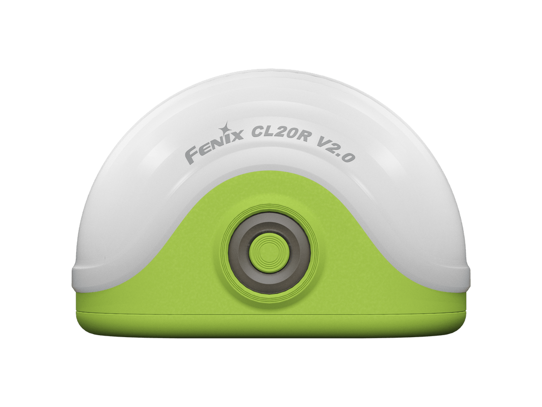 Green and white Fenix CL20R V2.0 device on a white background