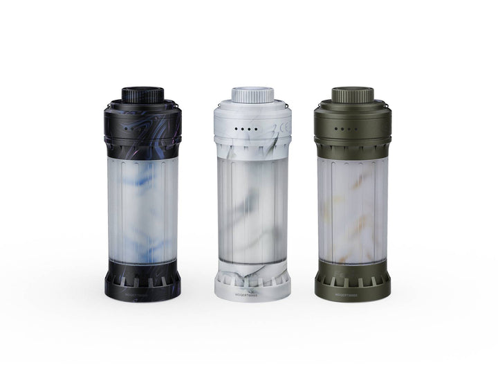 The different colors of the Fenix CL22R camping lantern side by side