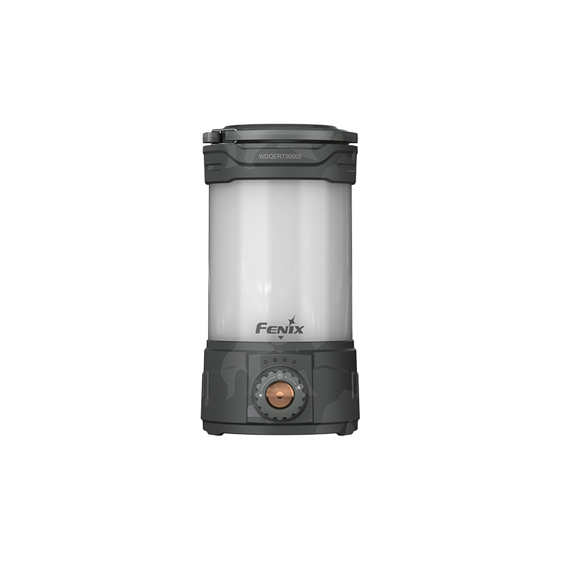 Fenix CL26R PRO rechargeable camping lantern in gray as viewed from the front