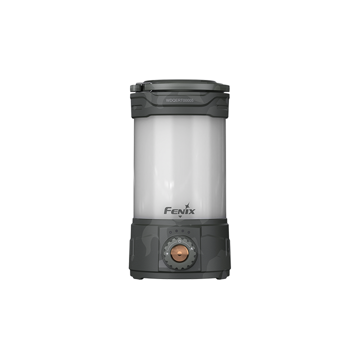 Fenix CL26R PRO rechargeable camping lantern in gray as viewed from the front