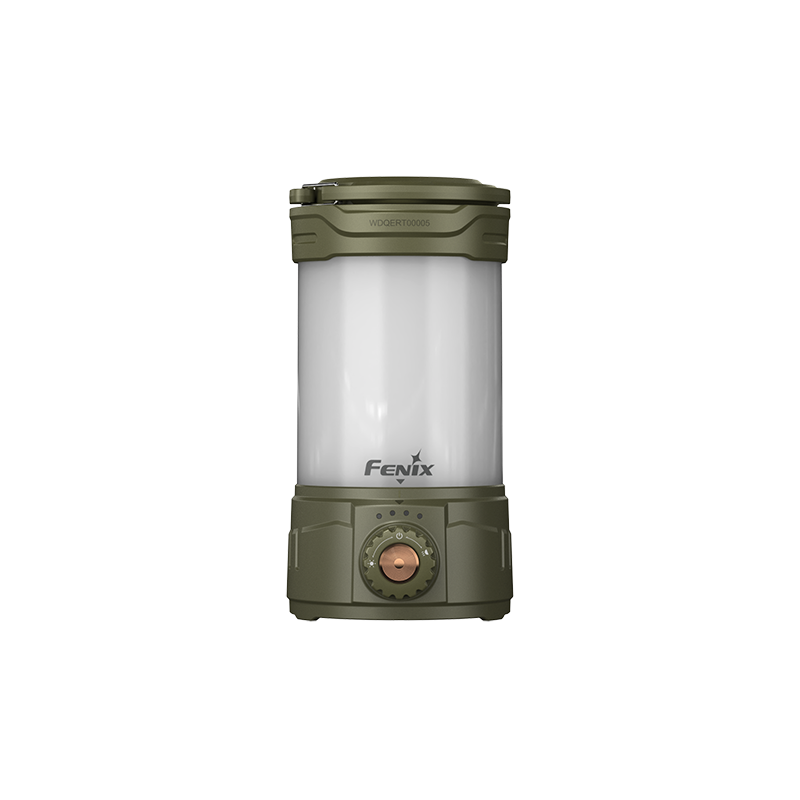 Fenix CL26R PRO rechargeable camping lantern in green as viewed from the front