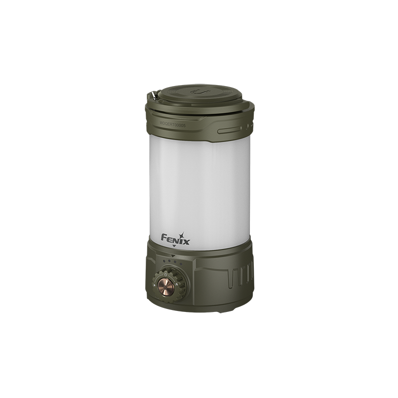 Fenix CL26R PRO rechargeable camping lantern in green as viewed from the front