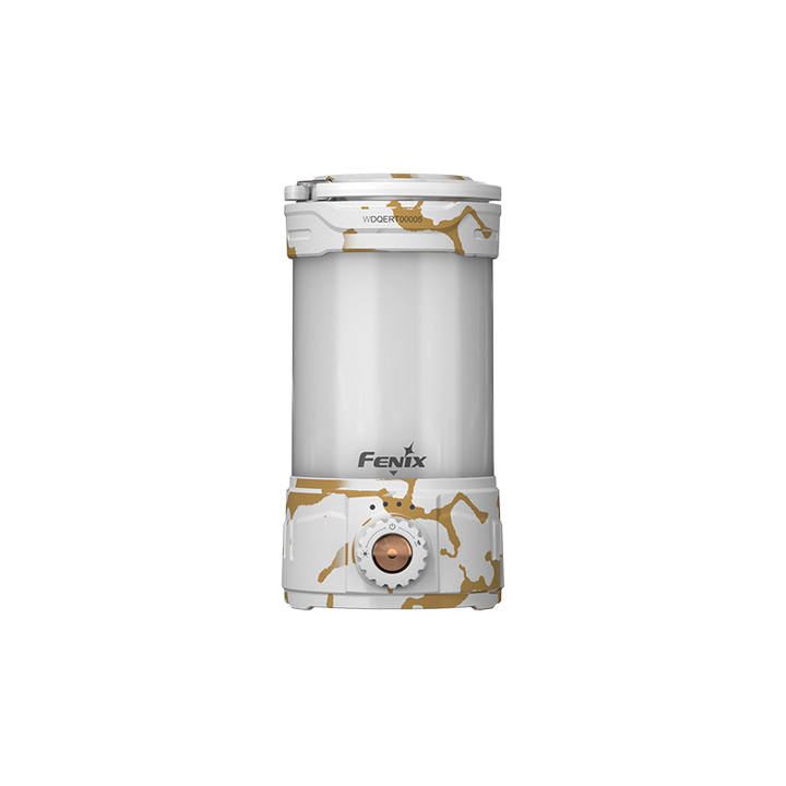 Fenix CL26R PRO rechargeable camping lantern in white as viewed from the center