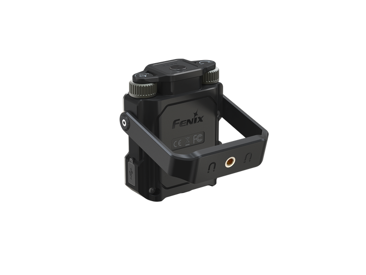 Fenix CL27R multifunctional outdoor lantern as viewed from the rear showing it rotating handle stand