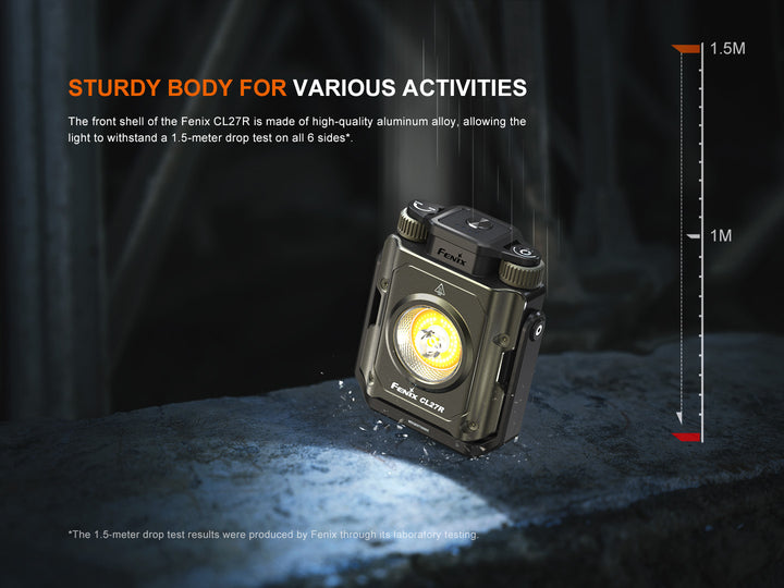 Fenix CL27R multifunctional outdoor lantern being dropped on concrete