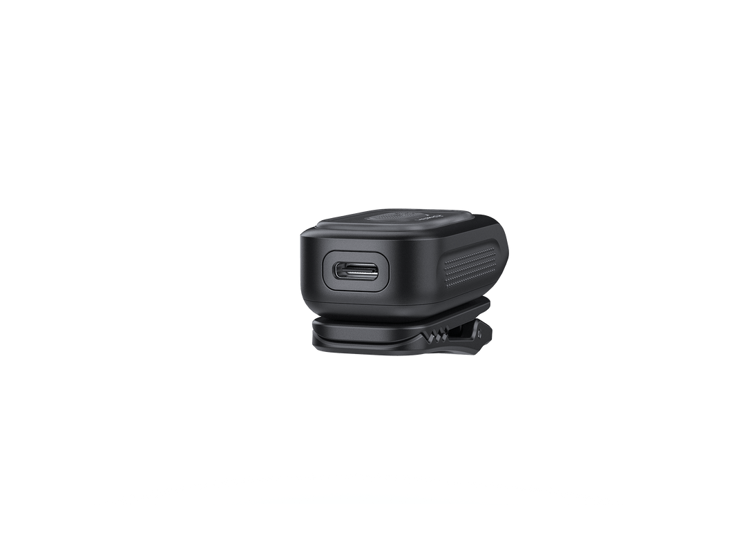 Black Fenix E04R Rotating Clip Light with USB port on a white background
