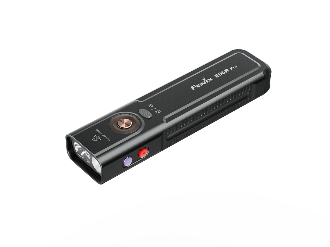 Fenix E60R Pro flashlight on a white background