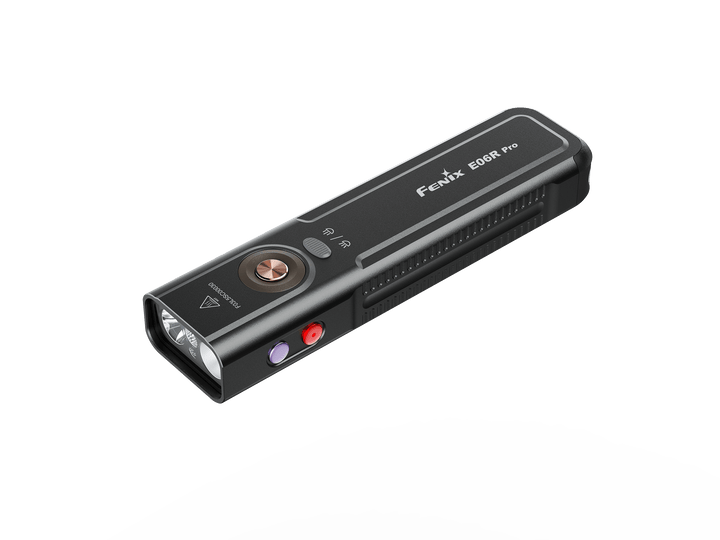 Fenix E60R Pro flashlight on a white background
