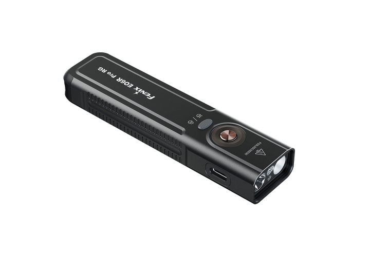 Black Fenix E06R Pro RG Green Laser Flashlight on a white background